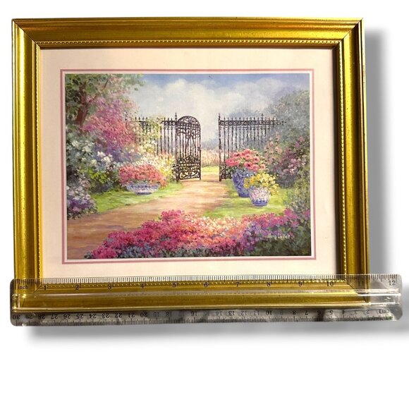 "The Open Gate" By Nora DeBolt Framed Lithograph 1992 Arthur A. Kaplan Co. Gold - Picture 8 of 10